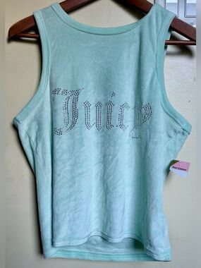 Juicy Couture Mint Green Velour Tank Top Size XL NWT Bedazzled Rhinestone